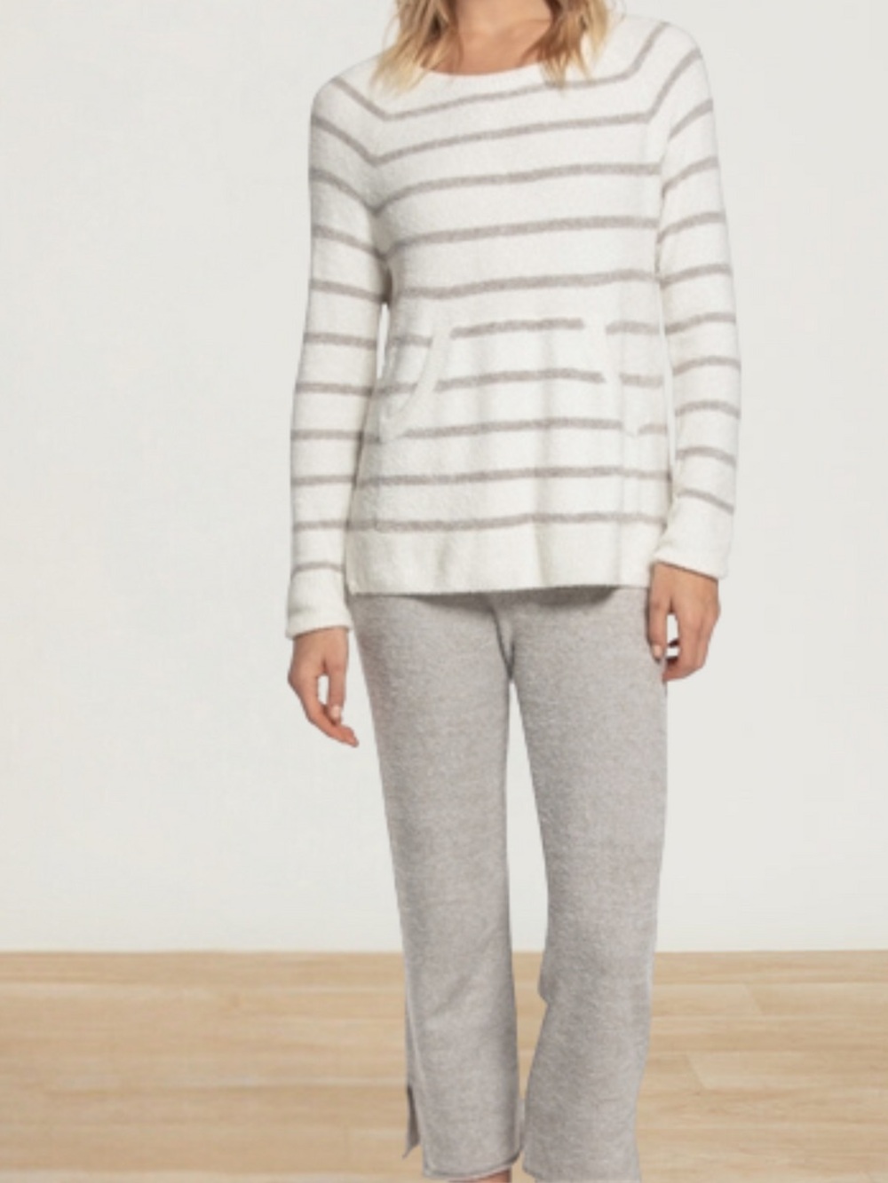 Barefoot Dreams CozyChic Lite Striped Raglan Pullover in Pearl